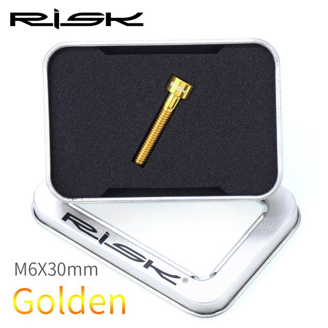 RISK Titanium Bolts M6 x 30 35 40 50mm Allen Key MTB Road Bike Taper Head Screw Bicycle Headset Cap Fixing Bolts Rainbow Gold: m6x30mm Golden