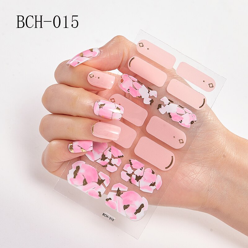 Japanese/Korea Style Nail Stickers Nail Wraps Stripe Full Cover Self-Adhesive Flower Waterproof Nail Polish Stripe Nail Art: BCH-015