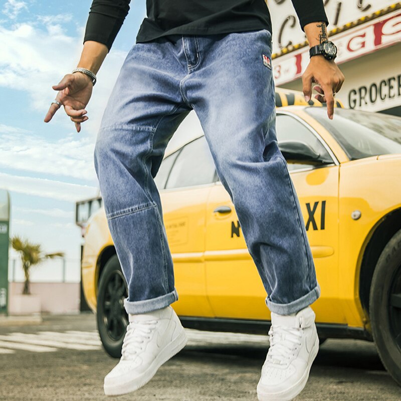 Bukser med lige ben plus størrelse brede jeans denim store lange mænd jeans efterår trend bukser løse
