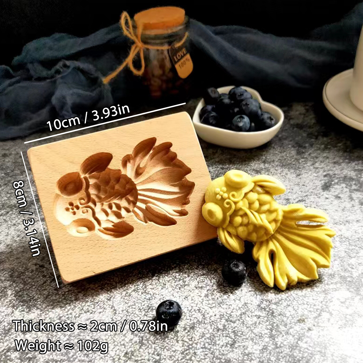 1 molde de madera para galletas de Navidad, patrones de animales, moldes para cortar galletas en relieve tallados en 3D, pájaro, oso, tigre, caballo, ardilla