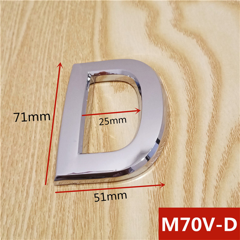 Height 70mm Silver ABS Plastic Silver Self- Adhesive House Door Numbers Address Sign Hotel Home Door Plate Sticker: D