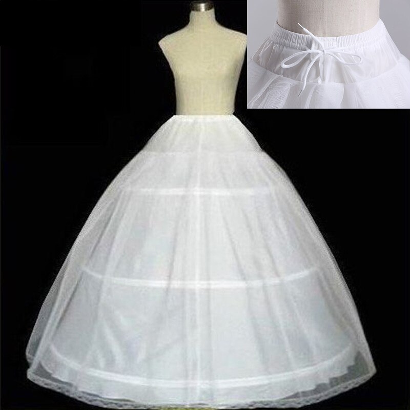 Weiß Weiß 3 Reifen Petticoat A-Linie ballkleid tüll Hochzeit Kleid Unterrock Krinoline Felsen Taille verstellbar