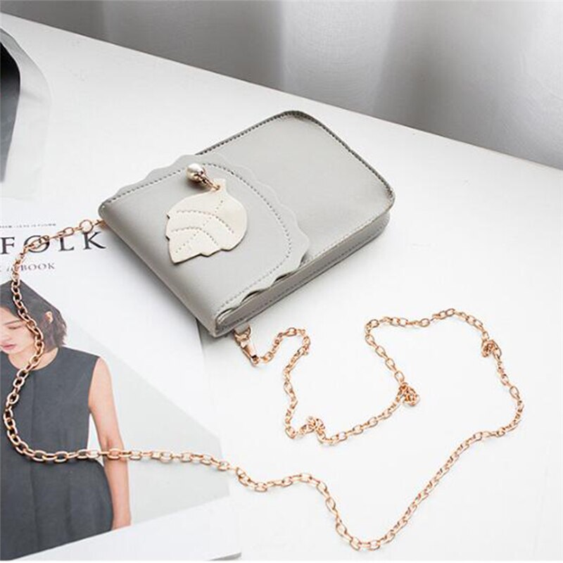 Vrouwen tienermeisjes pu leren schoudertassen parel blad cross body tas voor vrouwen tas