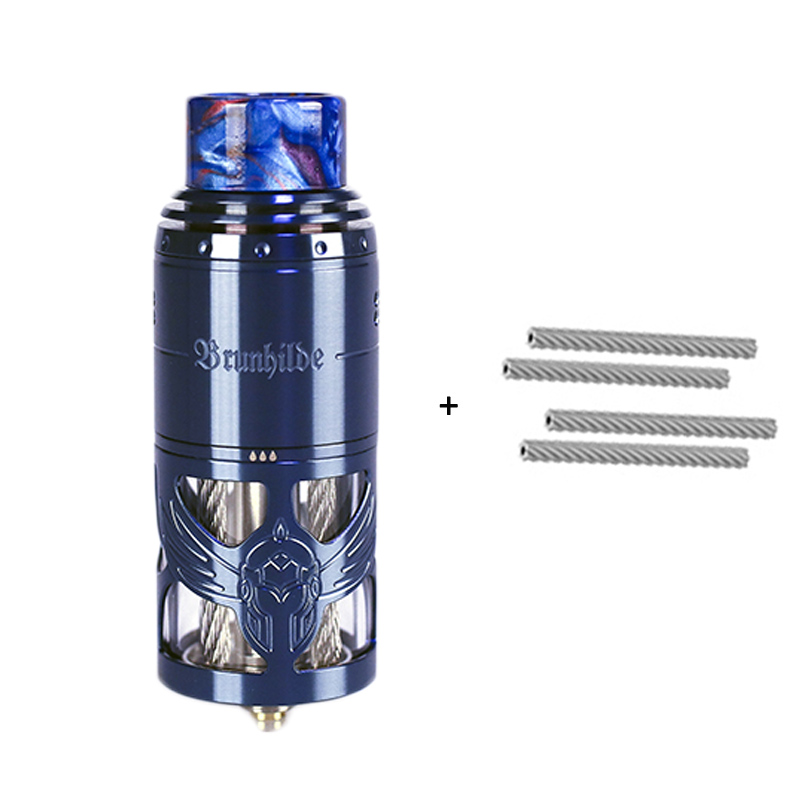 In Stock Vapefly Brunhilde Top Coiler RTA Tank 8ml/2ml W Surrounding Top Airflow Dual Coil Build Deck Electronic Cigarette Vape: Blue and Wire / 8ML