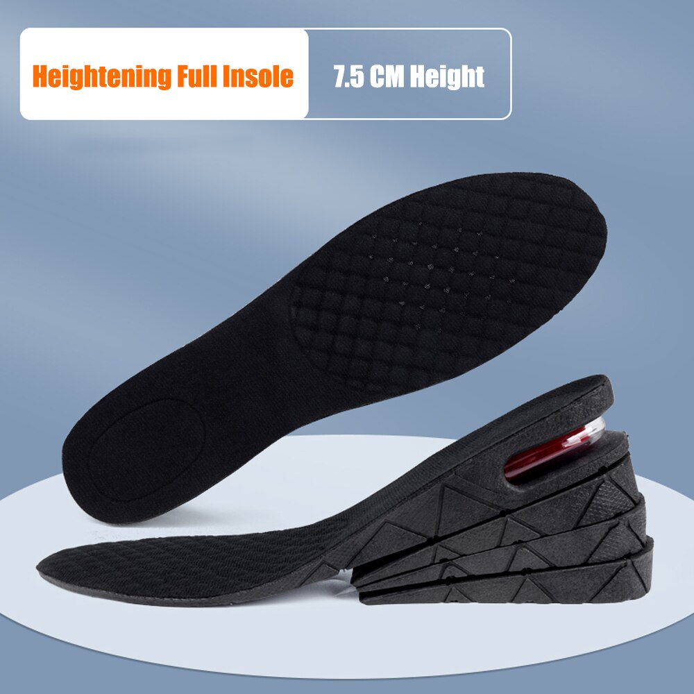 3-7.5cm Height Increase Insoles for Men Women Feet Heel Lift Inserts Height Adjustable Shock Absorption Heightening Shoe Pads: 7.5cm Full Insoles