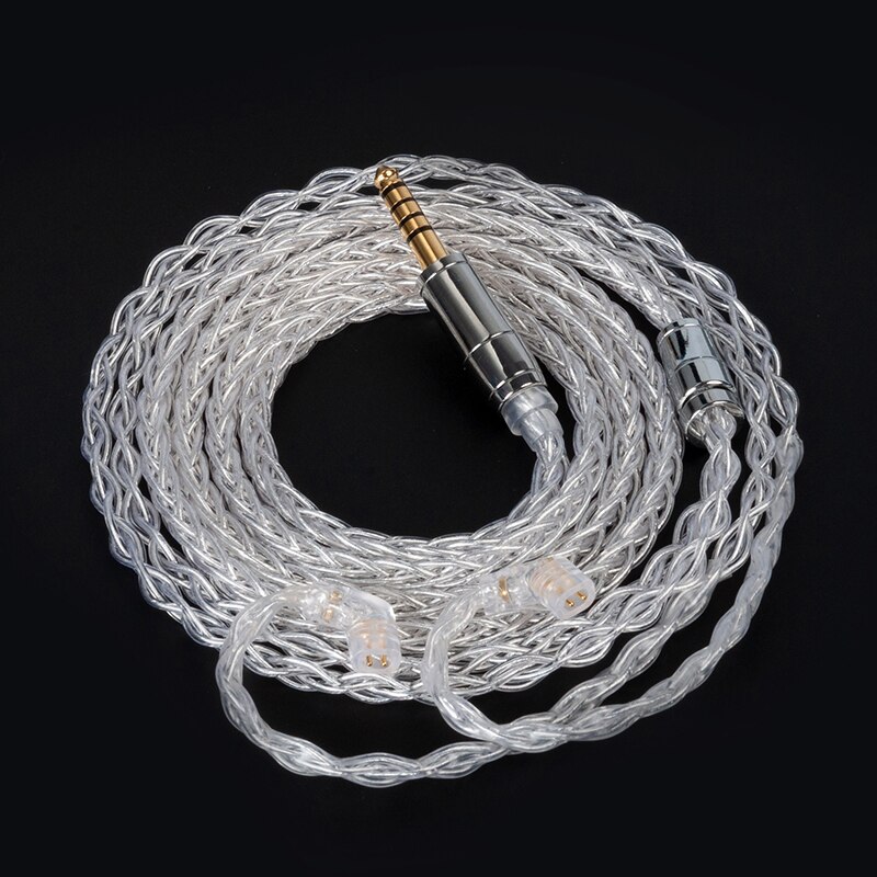 AK KBEAR-Limpid Pro 4N 8 Cores Upgrade Pure Silver Flagship Cable 2 Pin/ MMCX/ TFZ/ QDC In-ear Earphones Cable for KZ ASX BL01: QDC4.4