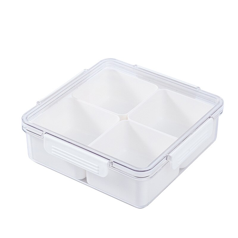 Snack Tray Dried Fruit Box Living Room Fruit Plate Transparent Partitioned Fruit Vegetable Storage Box Multi Fresh-keeping Box: square