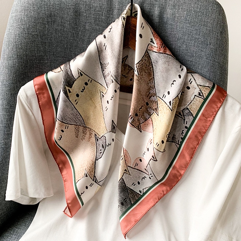 Luksus tørkle silke hårskjerf til kvinner skrive ut bandana hode sateng skjerf 53*53cm små pannebånd hals skjerf til damer