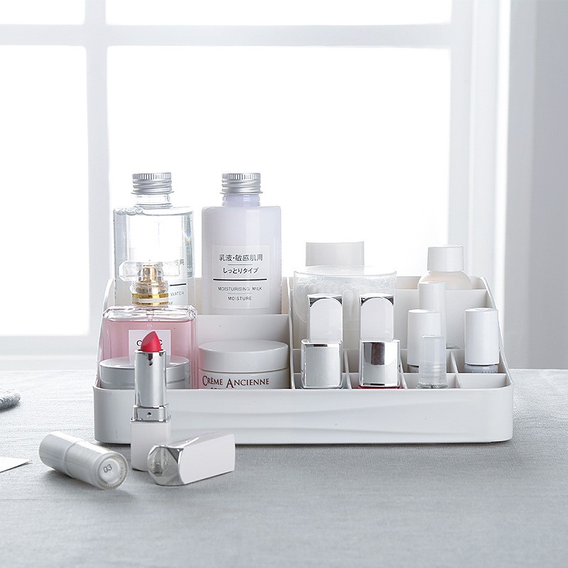 1 stk simpel stil makeup organizer opbevaringsboks plast kosmetik diverse opbevaringsholder til hus opbevaring kontor bord