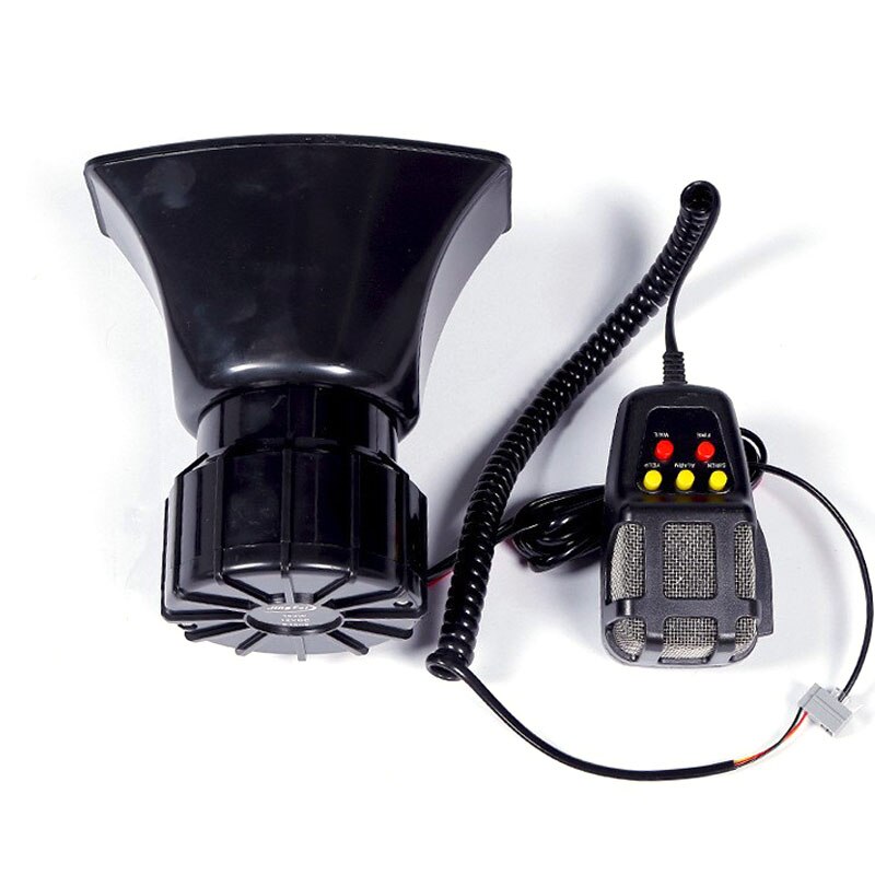 120DB 7 Sound Super Loud Car Warning Alarm Police Fire Siren Air Bugle PA Speaker 12V 100W Air Horn Megaphone for Truck Vehicles