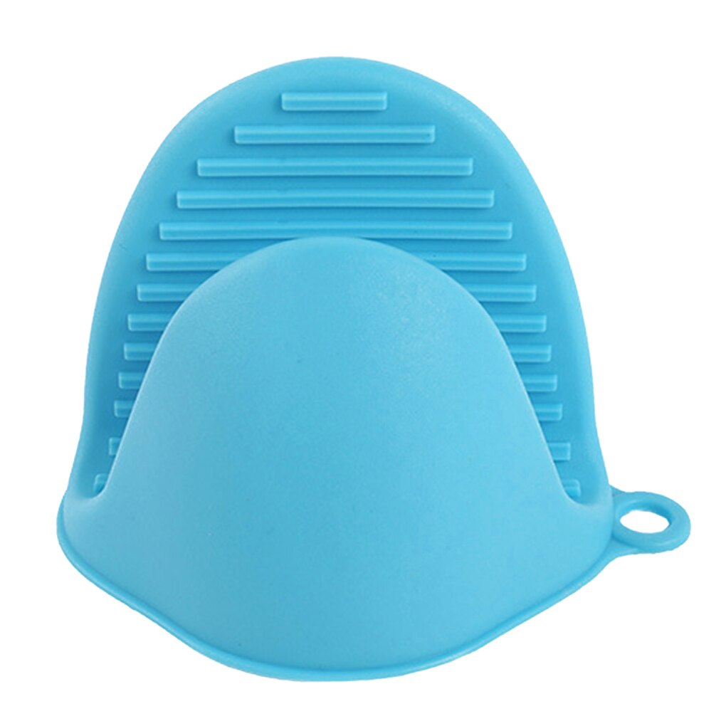 Kitchen Heat Resistant Silicone Glove Microwave Oven Mitts Anti-slip Anti Scald Hand Clip Cooking: Blue