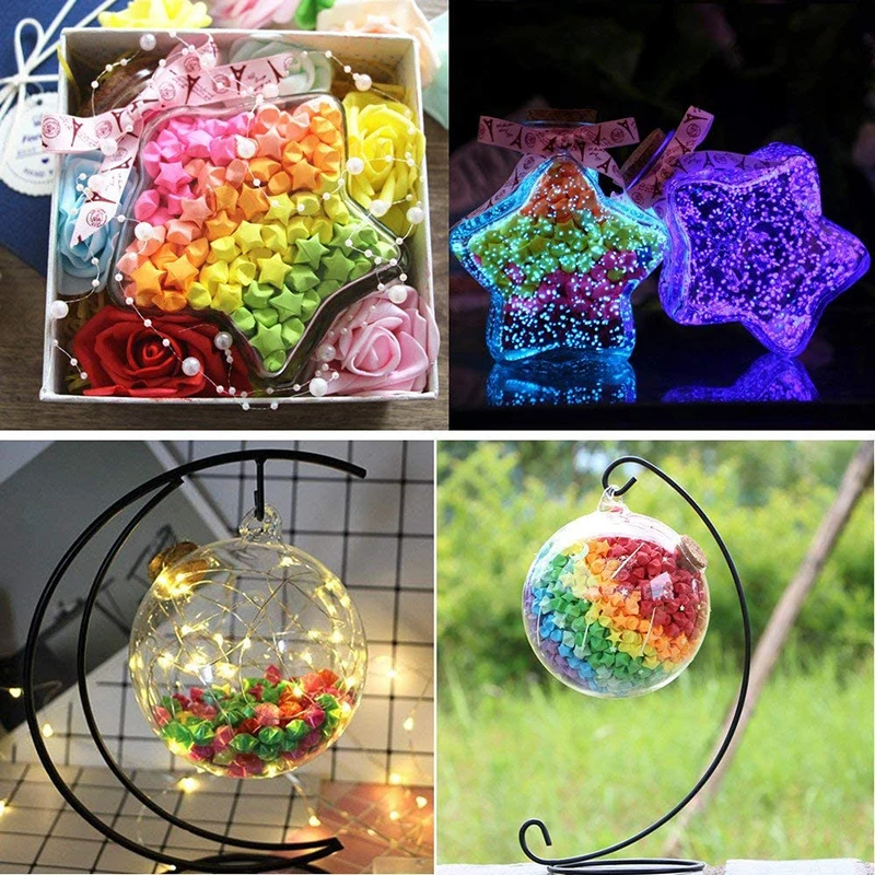Tiras de papel de estrellas de Origami, papel plegable de doble cara, Estrella colorida de la suerte, 27 colores, manualidades artísticas, decoración del hogar, 540 hojas