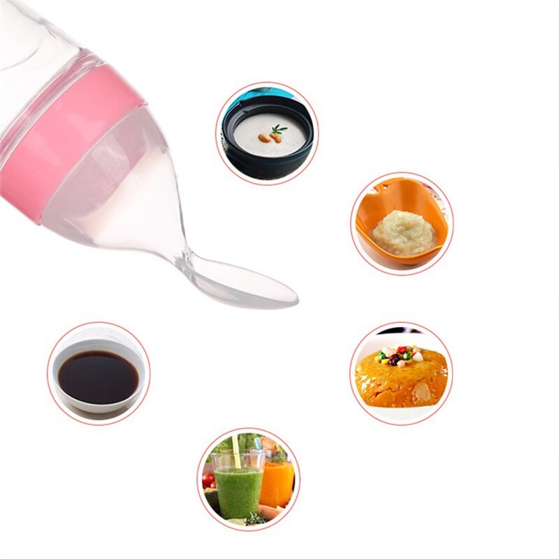 Baby Complementary Food Bottle Silicone Baby Bottle Infant Training Squeeze Spoon