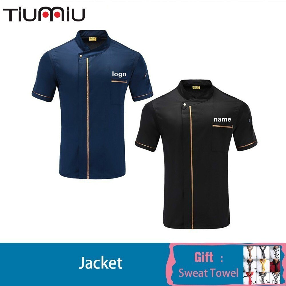 Uniforme de Chef Phnom Penh, chaqueta de cocinero de manga corta, sello para Hotel o restaurante, sello para pastel, Nombre de peluquería, camisa de trabajo, Estampar Nombre, Unisex
