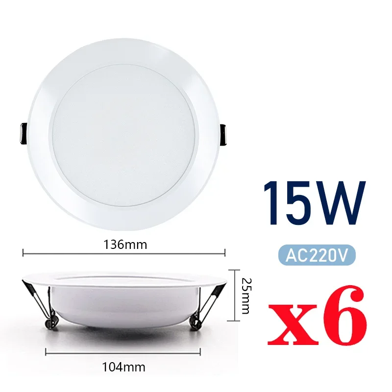 6 unids/lote LED Downlight 3W 5W 7W 9W 12W 15W AC220V 240V blanco frío cálido lámpara Led empotrable foco bombilla Led para dormitorio cocina: Rojo / YELLOW