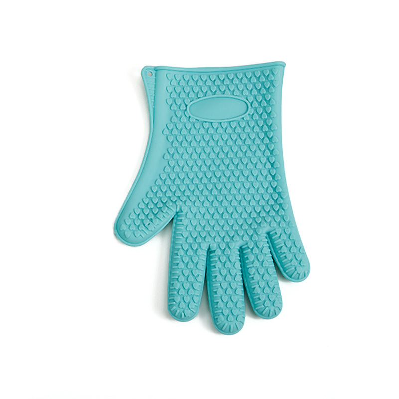Insulated Anti-scalding Oven Silicone Gloves Can Be Used in Microwave Ovens and Baking Ovens: green