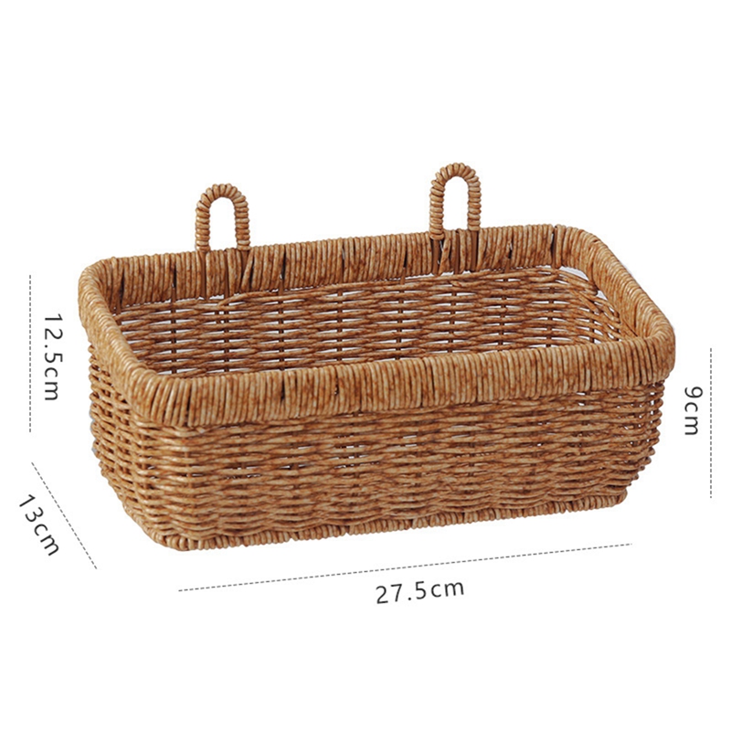 Woven Wall Baskets for Storage Plastic Imitation Ratten Organizing Tray for Home Kitchen Bathroom Farmhouse: light yellow