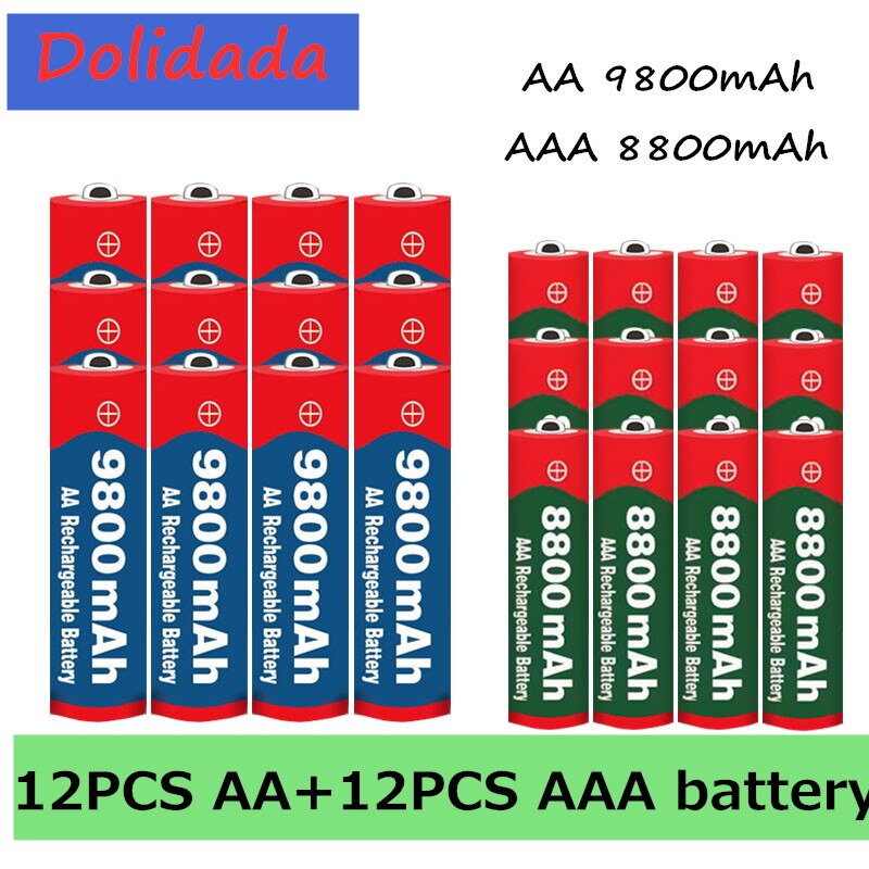 Aa + Aaa Batterij 1.5V Aa Batterij 9800 Mah 1.5V Aaa 8800 Mah Alkaline1.5V Oplaadbare Batterij voor Klok Speelgoed Camera Batterij