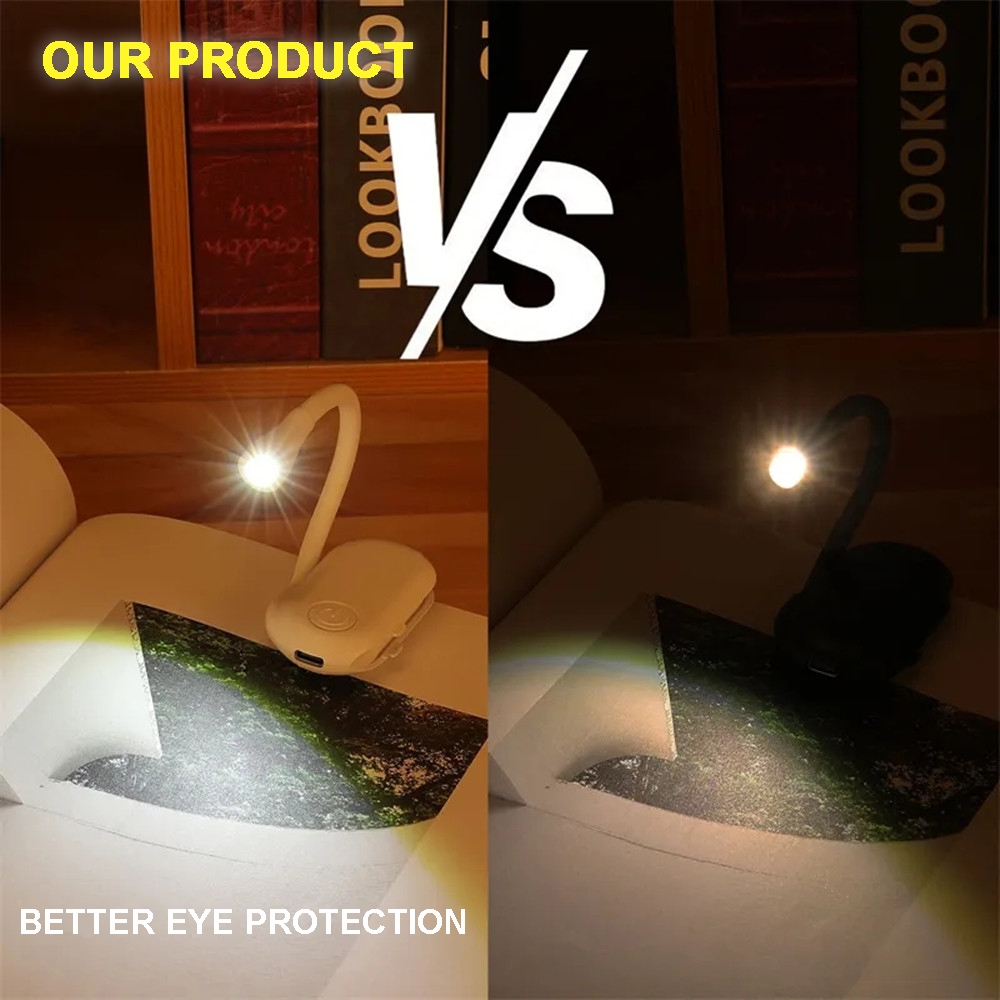Draagbare Led Boeklichten Usb Oplaadbare Oogbescherming Nachtlampje Mini 360 ° Clip-On Voor Leeslamp Reizen Slaapkamer Led