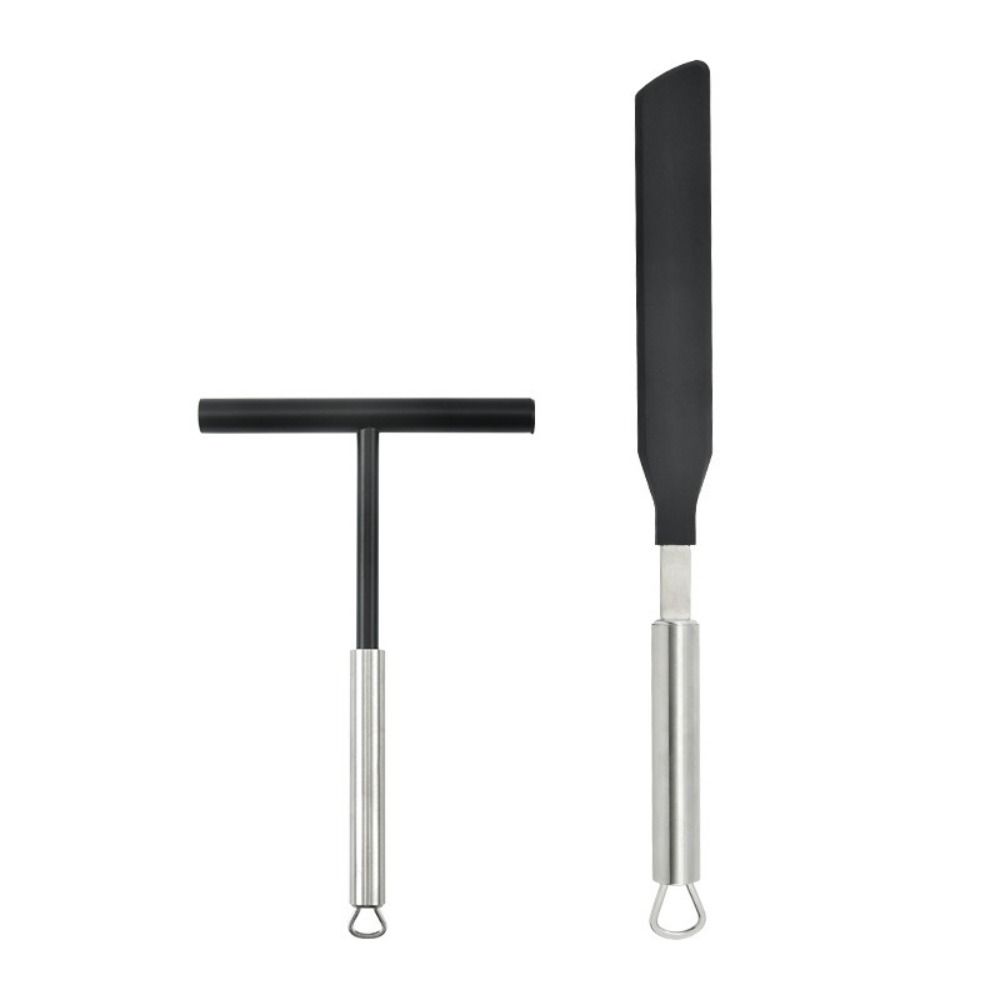 Stainless Steel Cake Spreader Non Stick With Hanging Hole French Crepe Spreader T Shape Batter Spatula Baking Tool