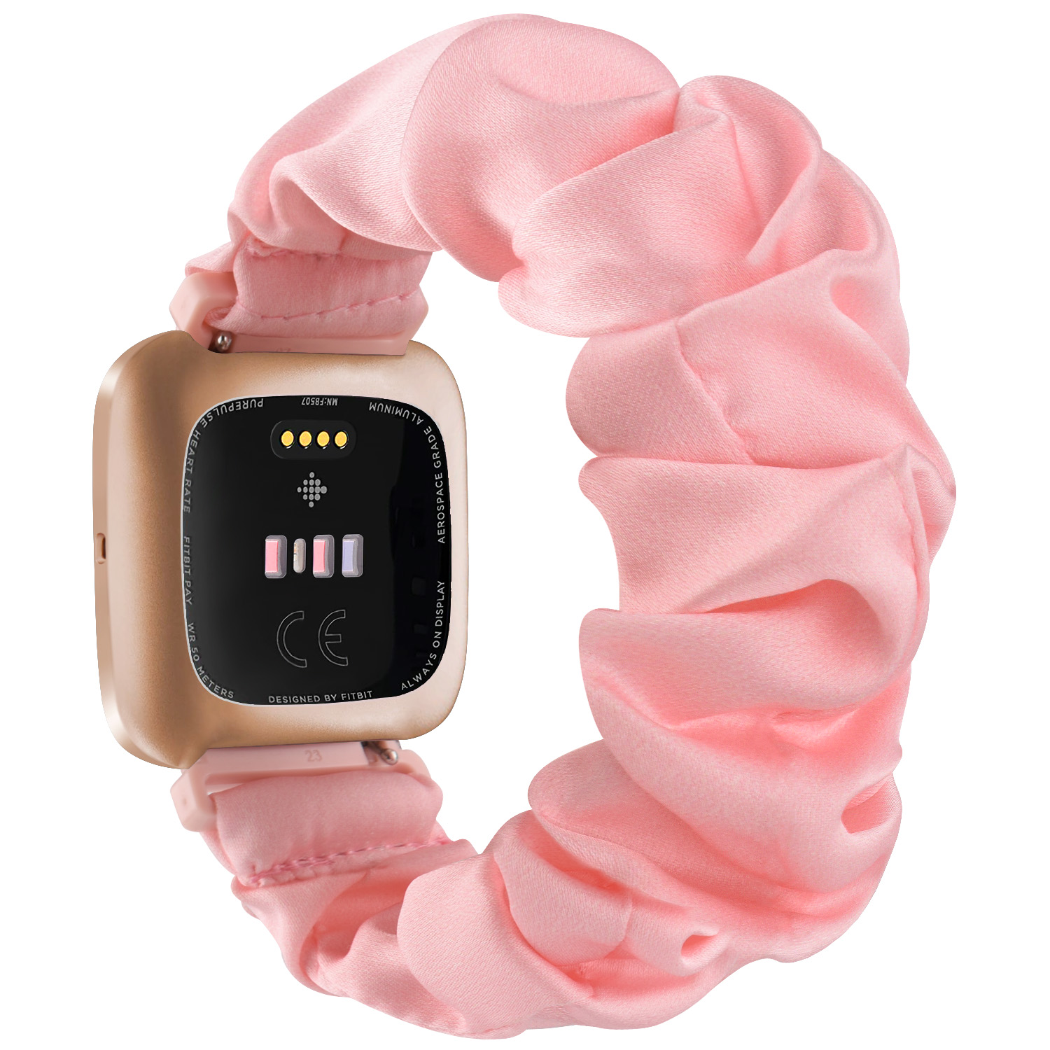 Elastic Fabric Bands For Fitbit Versa 2 Versa Strap Lite Soft Sport Strap Replacement Scrunchie Strap for Versa Versa 2 Band: Pink / Size L