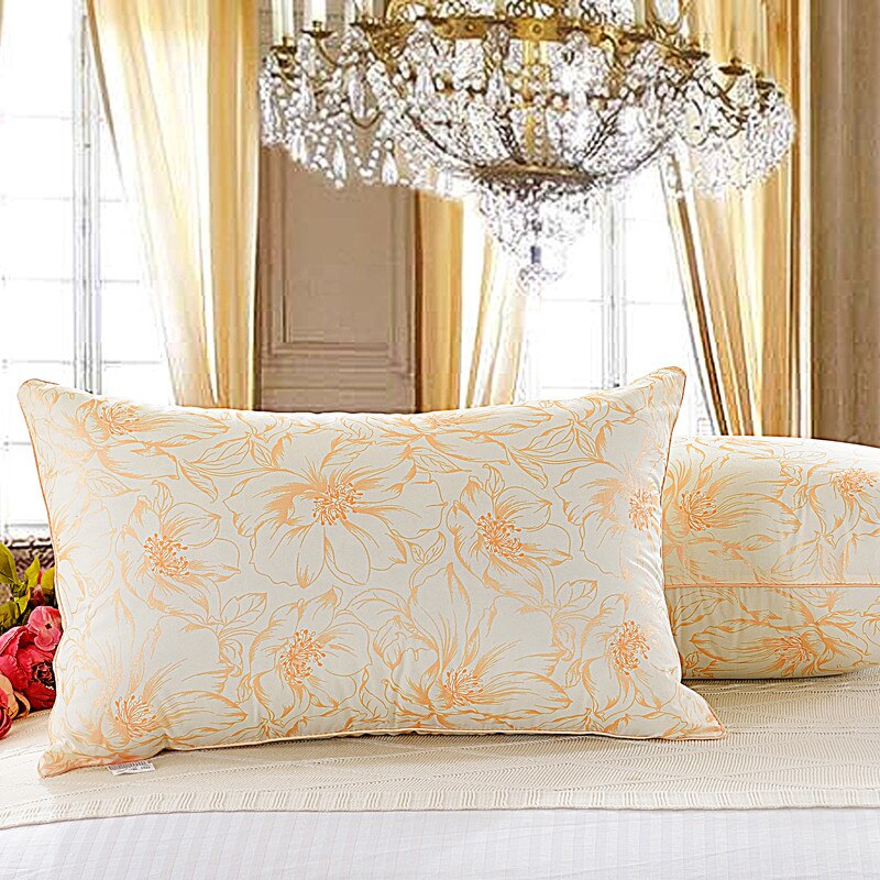 Oreiller en tissu de plumes doux imprimé, oreiller de sommeil Super extensible pour le cou, fournitures standard d'hôtel et de maison