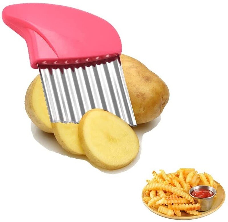 Kartoffeln Französisch Braten kräuseln Cutter Edelstahl Welle Cutter Küche Sicherheit Messer für freundlicher schneiden Obst Gemüse in Scheiben