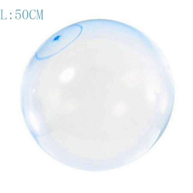 TPR Children&#39;s Toy Bouncy Transparent Bubble Ball Inflatable Water Injection Big Ball Swimming Pool Beach Outdoor Toy: Blue 50CM   L