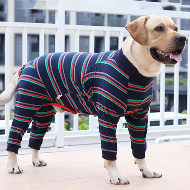Medium Grote Honden Pyjama Voor Honden Jumpsuit Voor Hond Herstel Pak Anti Likken Wonden Voor Honden Streep Kleding