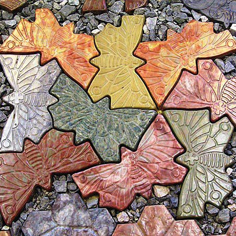 Tuinpad Maker Mold Herbruikbare Beton Cement Diy Plastic Brick Mold Voet Vlinder Hexagon Vierkante Model Tuin