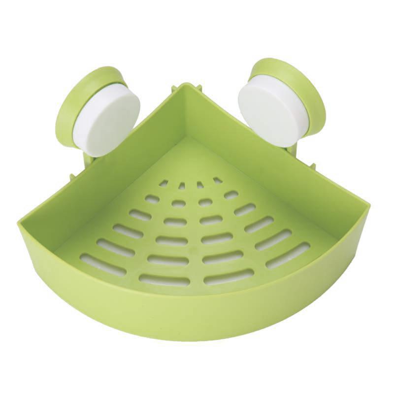 Ventosa-repisa de drenaje de esquina de baño, estante de almacenamiento de plástico, estante Triangular montado en la pared, organizador robusto, estante de Ducha: Green