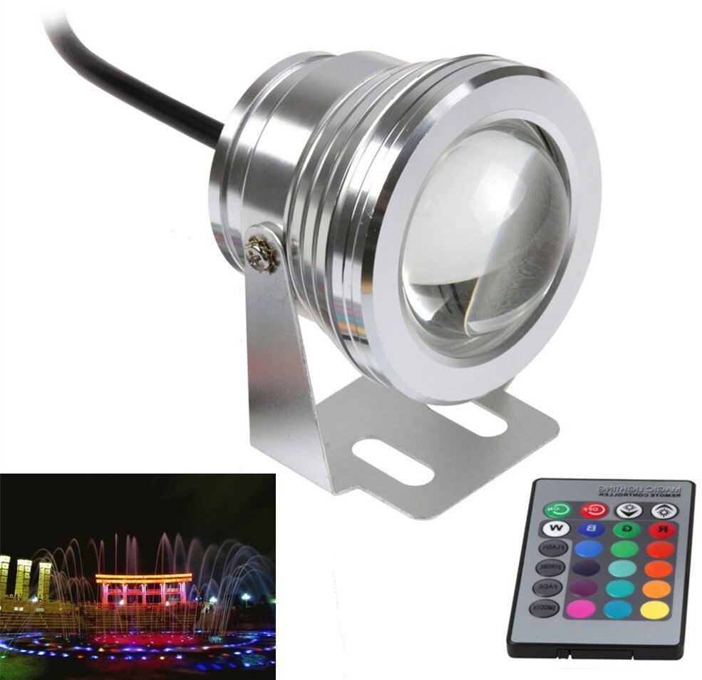 RGB 10W LED Underwater Light 12V Fishing lamp IP68 Waterproof 1000LM Underwater Fourtain Light Aquarium Led Underwater Lighting