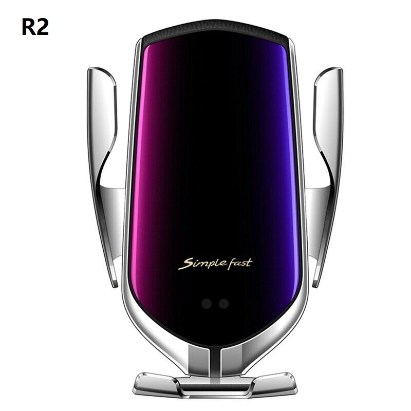 R1 R2 R3 Automatische Spannen 10W Auto Draadloze Oplader Telefoon Houder Infrarood Inductie Qi Draadloze Oplader Ondersteuning 360 Rotatie: R2 Silver