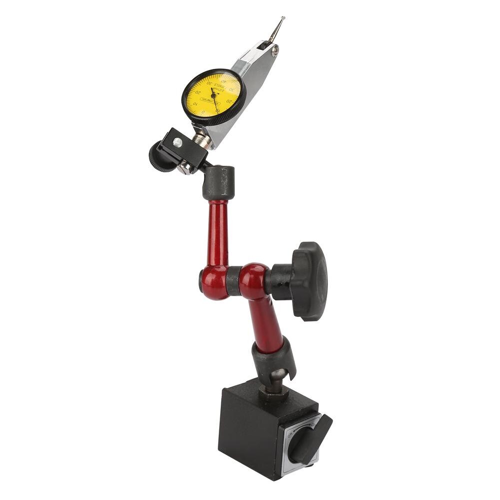 1 Set Flexible Strong Magnetic Gauge Stand Base Holder + Lever Dial Test Indicator Gauge Flexible Magnetic Base
