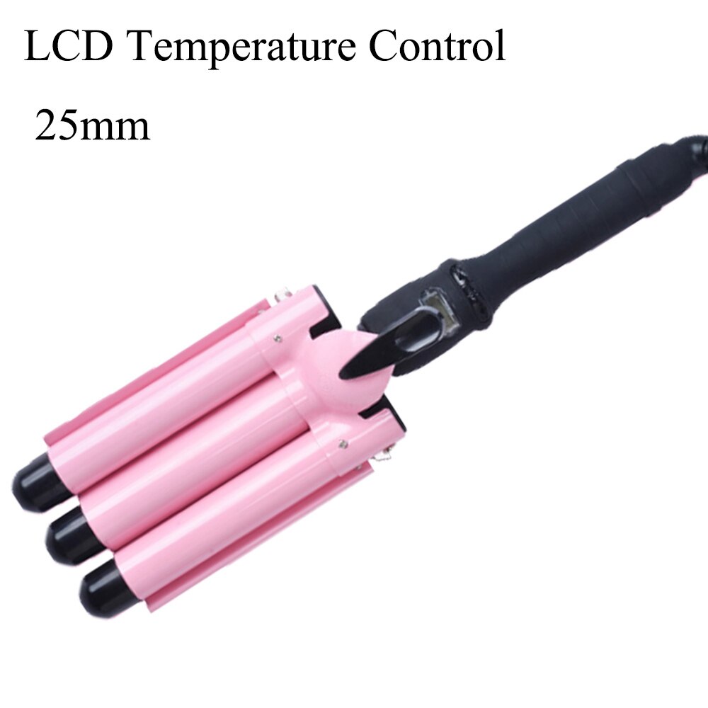 Plancha rizadora de pelo con pantalla LCD, rizador de pelo de Triple barril de cerámica, rizadores de onda para cabello, peluquería automática: 25mm / US