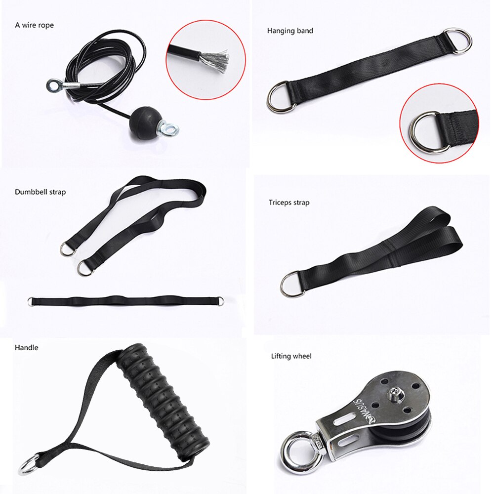 Kuntoilu diy talja kaapeli kone käsi hauis triceps blaster käsi voimaharjoittelu kuntosali harjoitusvarusteet karabiini teräs hihnapyörä