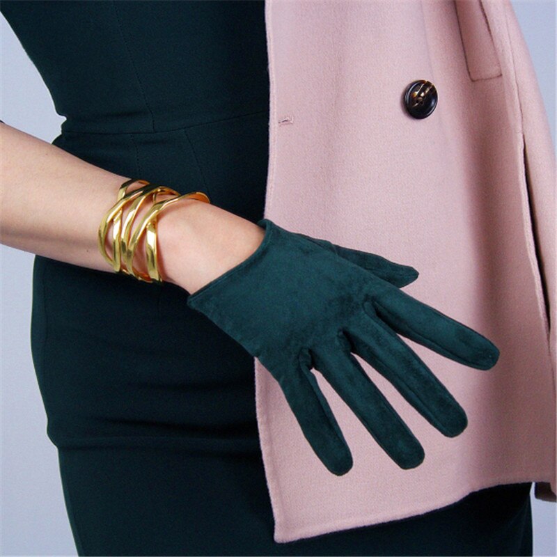 Guantes cortos de ante para guantes de mujer: Verde negro
