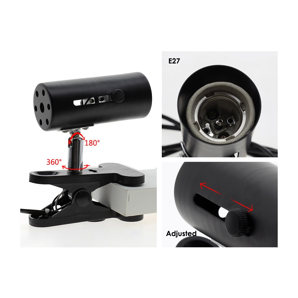 E27 klips ledet lampeholder med tænd / sluk-knap 220v til  e27 spotlights plantevækstlampe