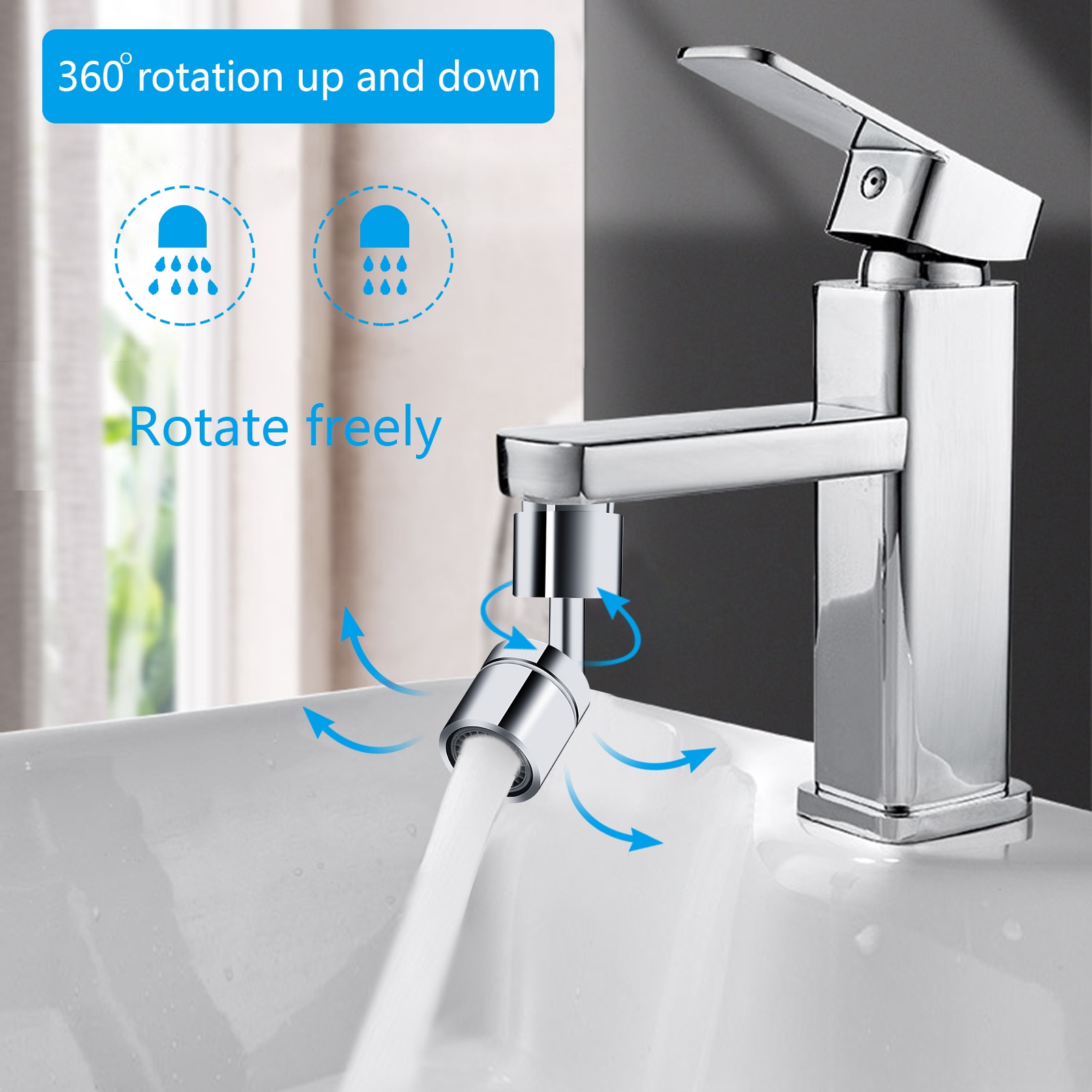 Sink Faucet Aerator 720° Swivel Sink Faucet Aerator Kitchen Bathroom Basin Water Mouth Flowers Prevent Splash Taps Tools