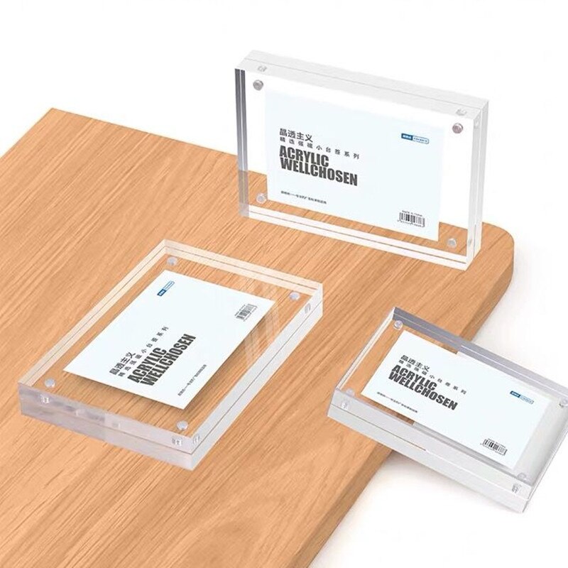 100*70mm Magnetic Acrylic Block Label Frame Desk Sign Holder Photo Frame Stand Desk Paper Card Picture Price Tag Display