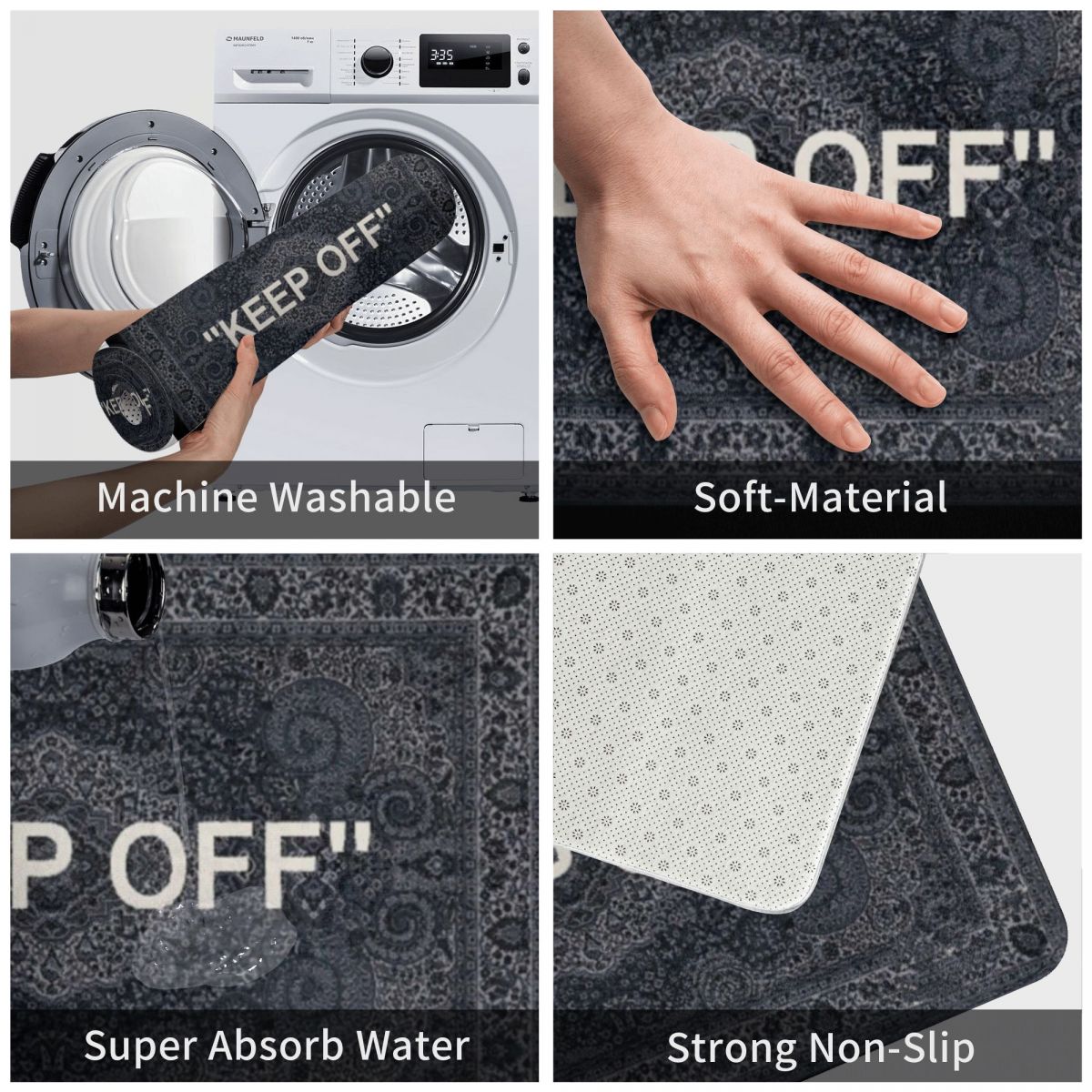 Off White Rug, Keep Off Polyester Doormat Rug carpet Mat Footpad Anti-slip AbsorbentEntrance Kitchen Bedroom balcony Cartoon