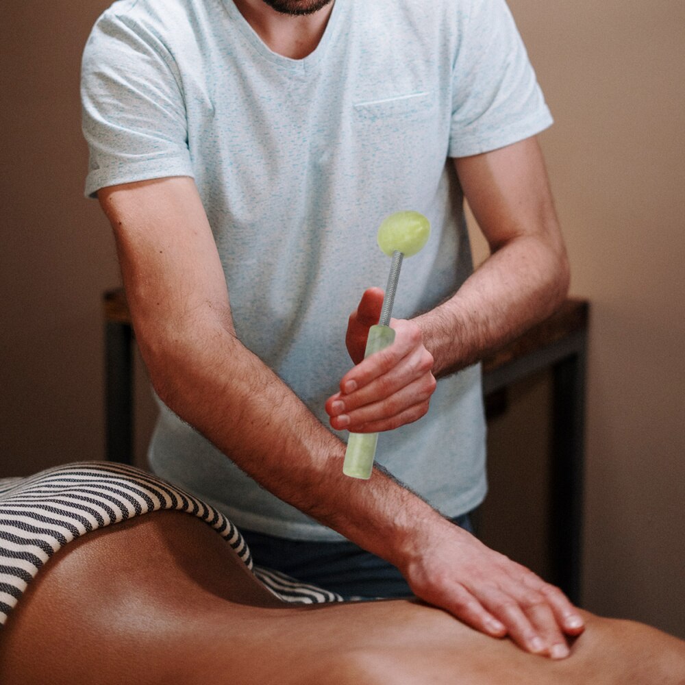 Massage hammer håndholdt bærbar konisk akupunkt masser fitness hammer jade massage apparat til ven massage stick
