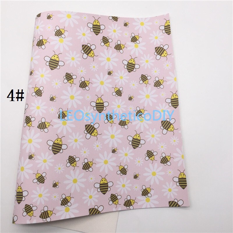 1Pc 21X29CM Bijen Daisy Bloemen Gedrukt Glitter Suède Zachte Voelde Back Faux Stof Maken Bows Leosyntheticodiy 6S25B: 4