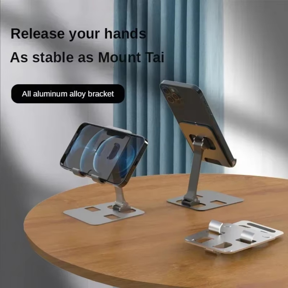Universel foldbar bordtelefonholder monteringsstativ til iphone 12-16 mobiltelefonholder tablet skrivebordsholder i metal