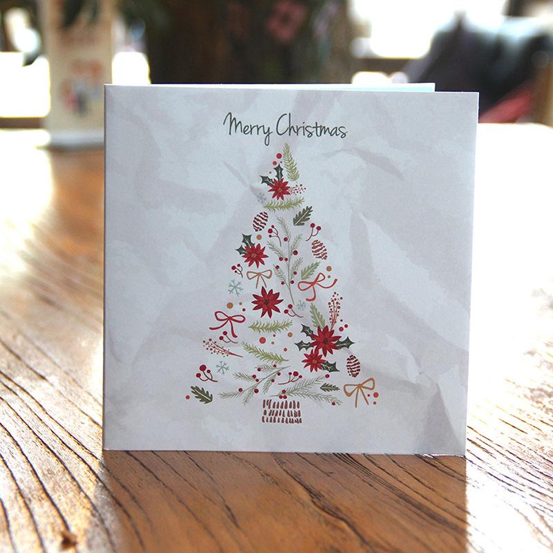 Cartes De Vœux De Noël Avec Enveloppes - Lot De 20 Cartes Pliables Motif Sapin - Intérieur Vierge Pour Message Personnalisé