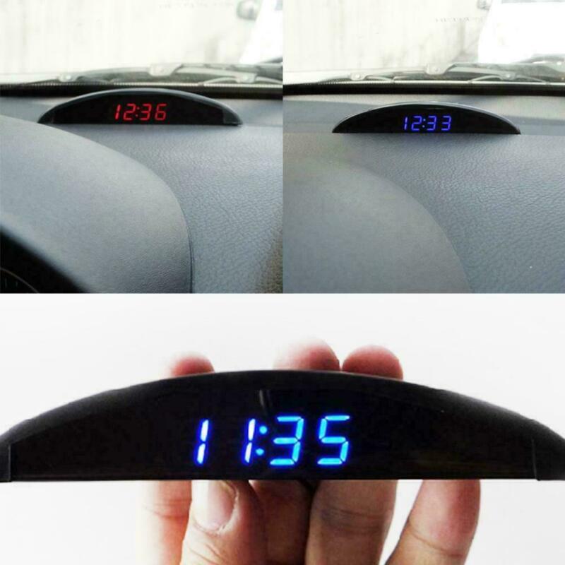 12V Digital LED Alarm Auto Electronic Car Clock Voltmeter Thermometer 3 In 1 Voltmeter Blue Plastic