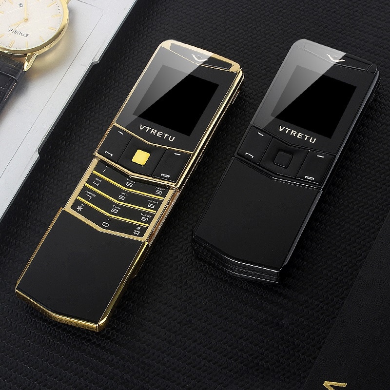 Luxury Metal Signature Phone 2G GSM Special Style Business Slider Slim Cool Mini Card Phone BT Dial Vibration Anti Lost