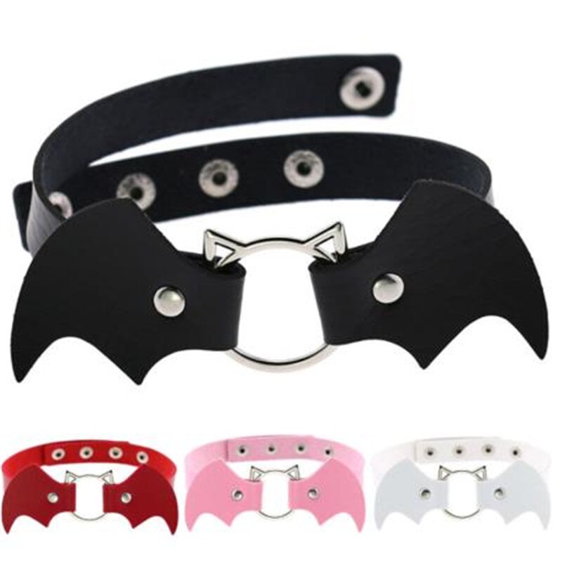 Sitaicery Punk Bat Kragen Halsband Frauen Halskette Kit Kopf PU Leder Halsband Gothic Halskette Kette Jewely Zubehör