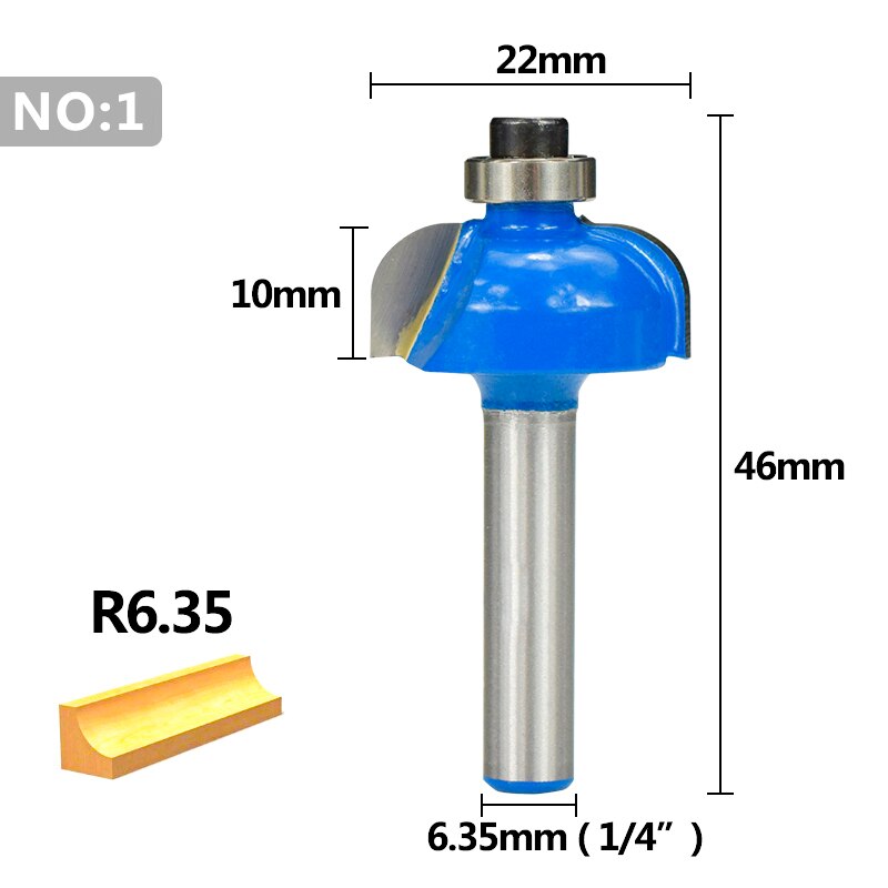 Corner Rounding Router Bit Edging Cutter Tungsten Carbide Cutter 8mm 1/4 Shank For Woodworking Engraving Bits Wood Router Bit: NO.1
