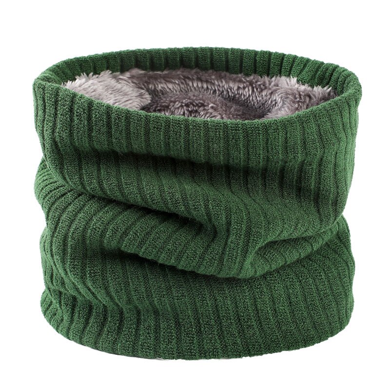 Foulard à rayures épaisses pour femmes et hommes, en velours, écharpe couleur unie, bonnet pour l'extérieur, protège cou, oreilles, bonnet d'hiver,: Green